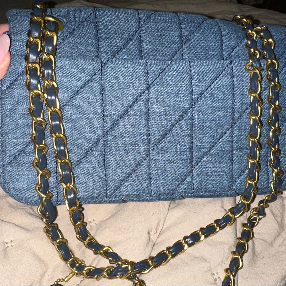 Blue Quilted Handbag with C Logo - Picture 2 of 3
